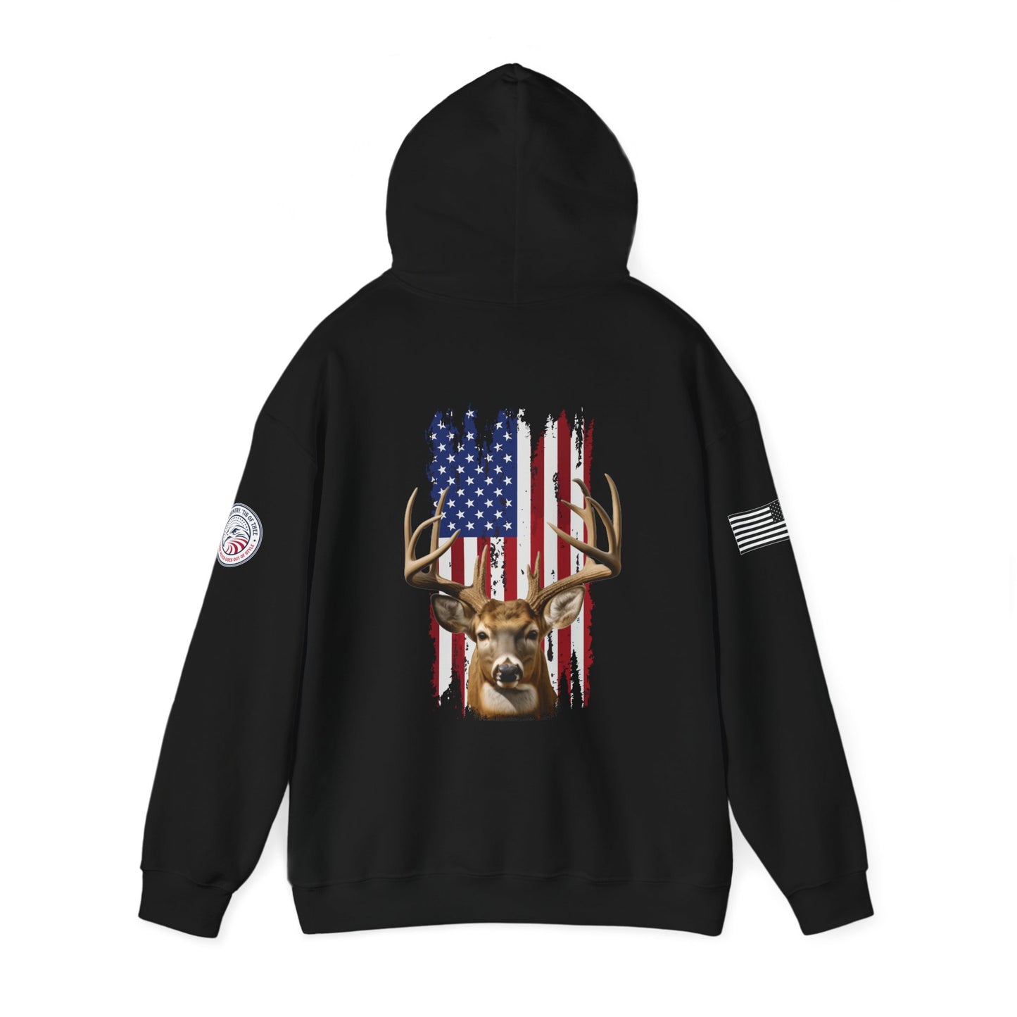 Patriotic Deer Heavy Blend Pullover Hoodie