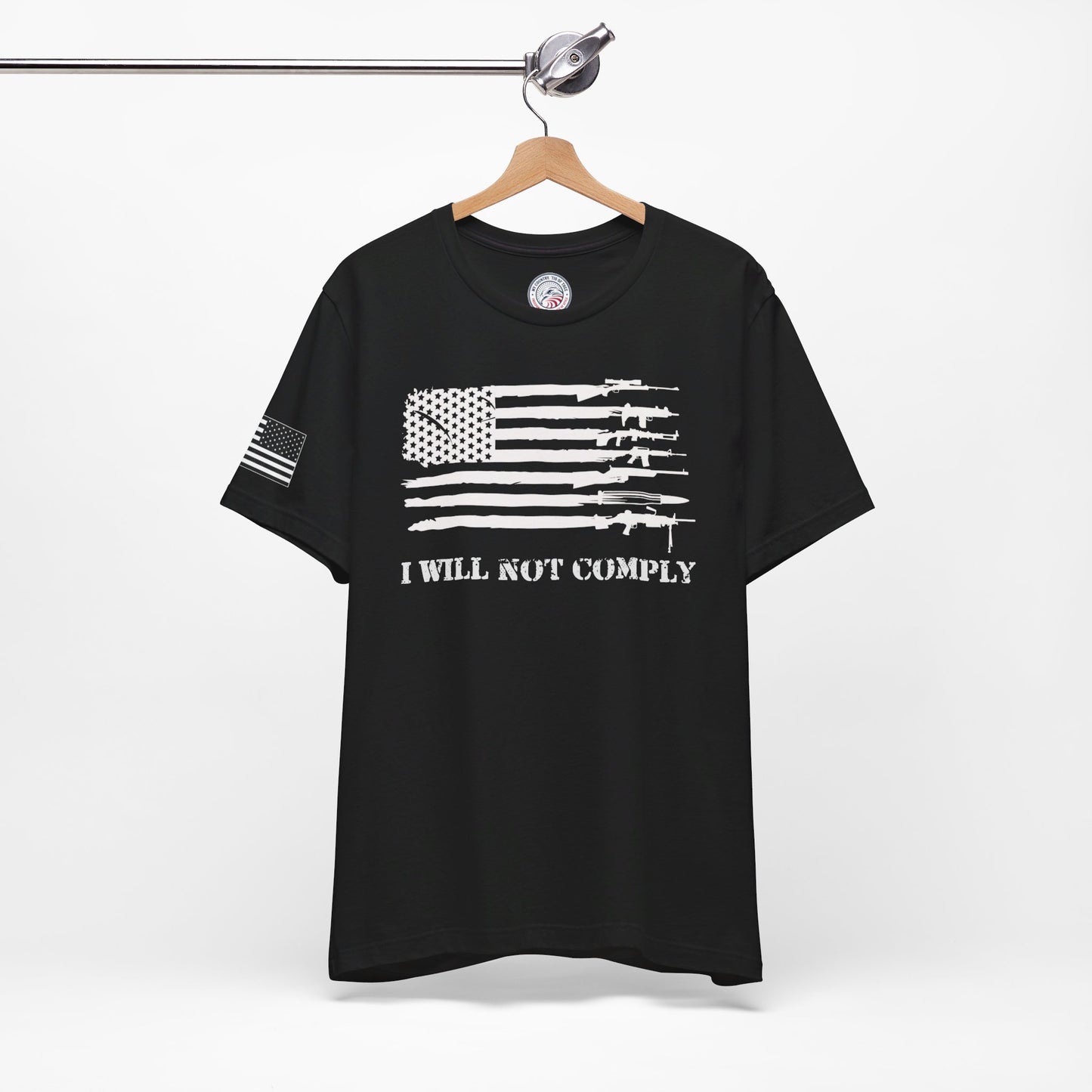 I Will Not Comply Premium Tee - Rifle Flag