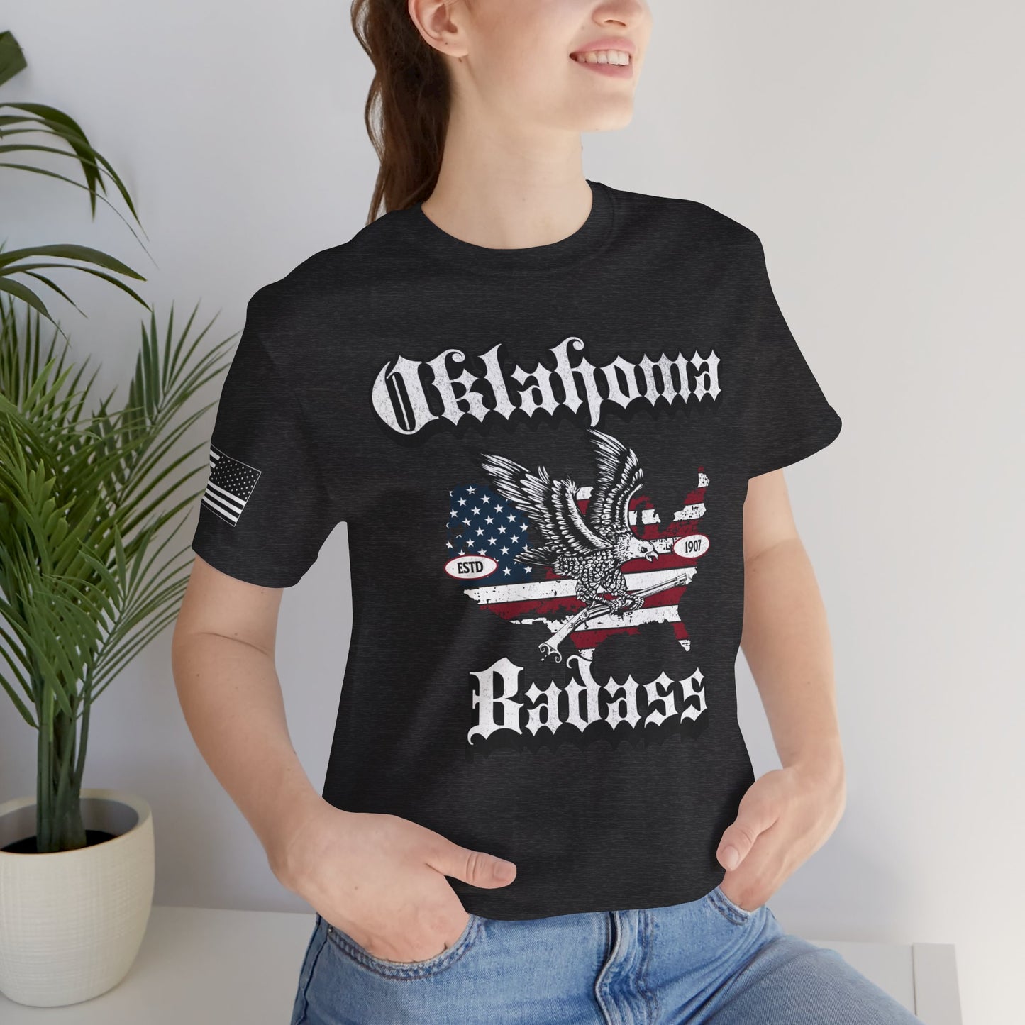 Oklahoma Badass Eagle and Flag Premium Tee