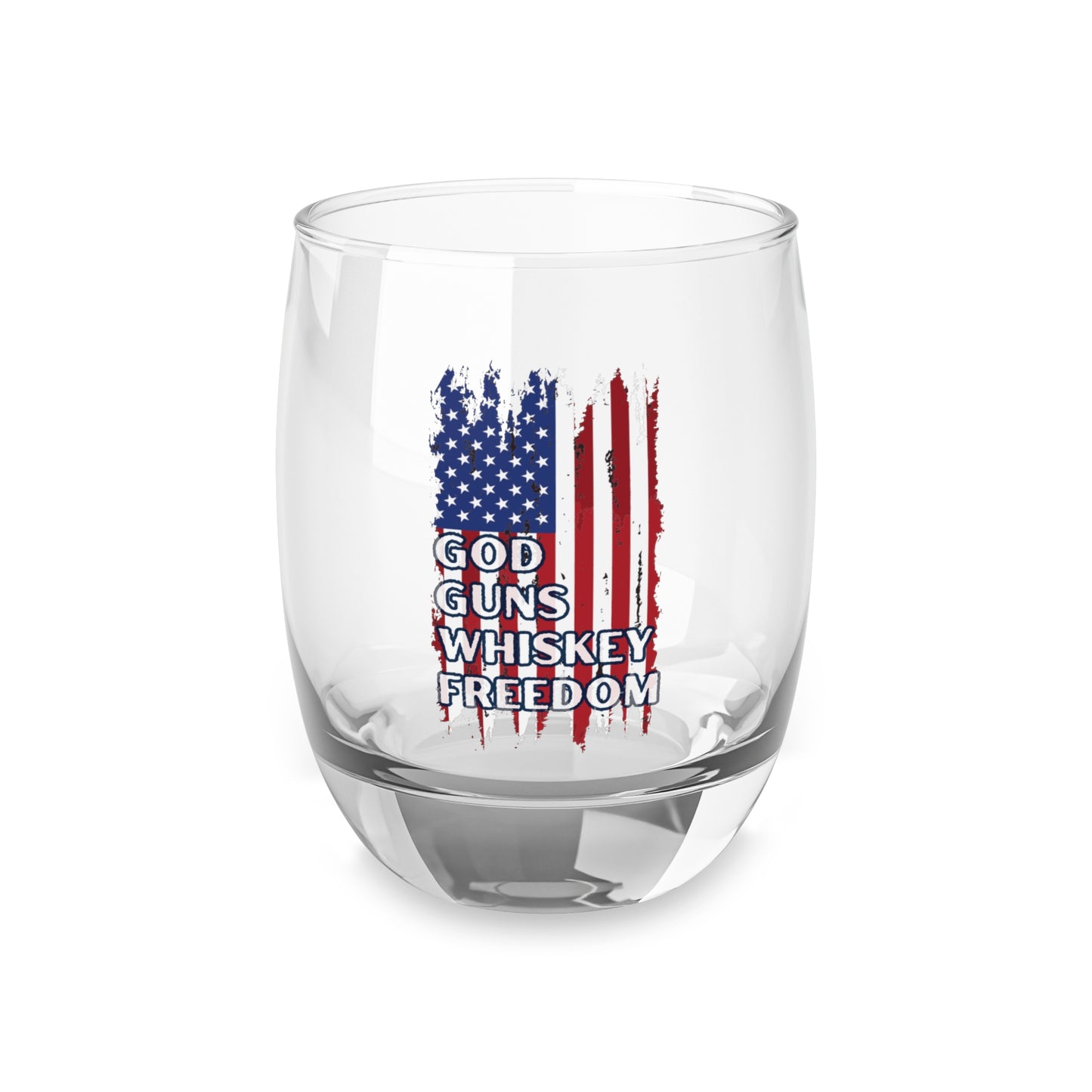 God, Guns, Whiskey, Freedom Whiskey Glass