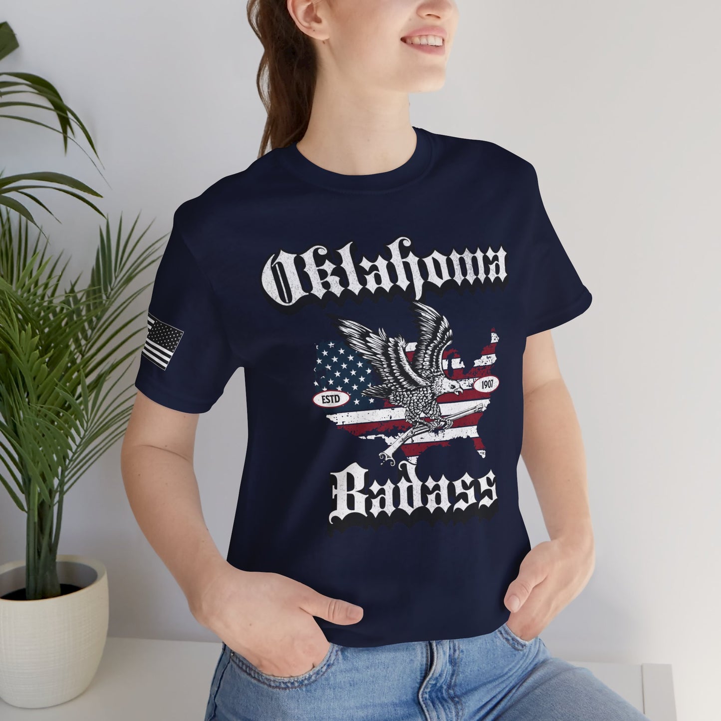Oklahoma Badass Eagle and Flag Premium Tee