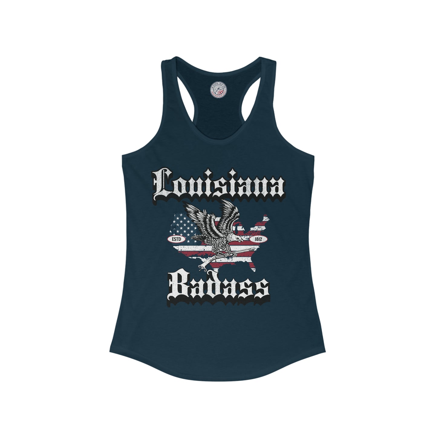 Louisiana Badass Eagle and Flag Ladies' Slim Fit Racerback Tank