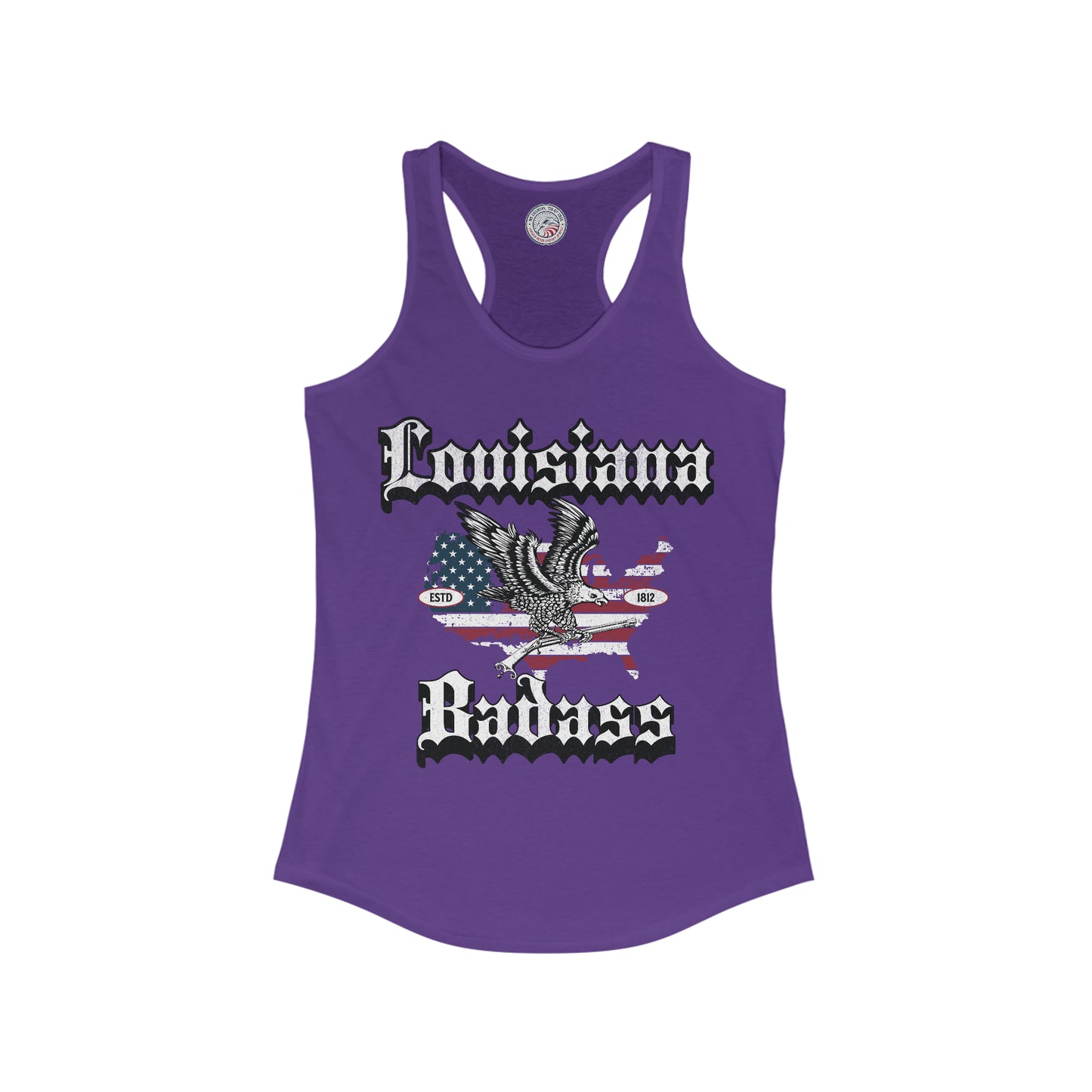 Louisiana Badass Eagle and Flag Ladies' Slim Fit Racerback Tank
