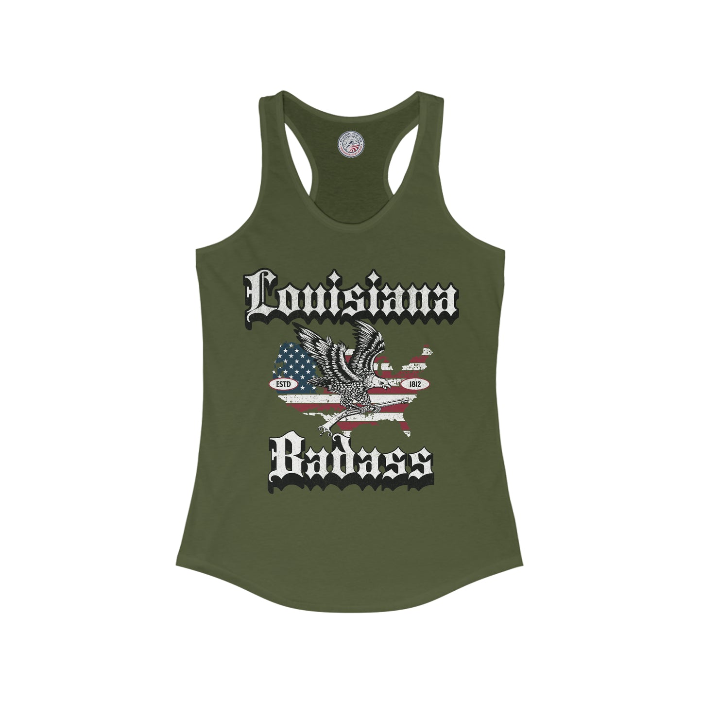 Louisiana Badass Eagle and Flag Ladies' Slim Fit Racerback Tank