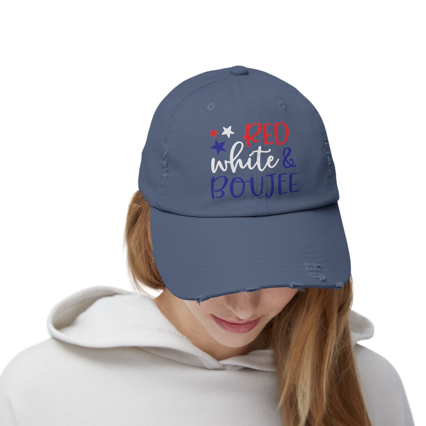 Red, White, and Boujee Distressed Cap