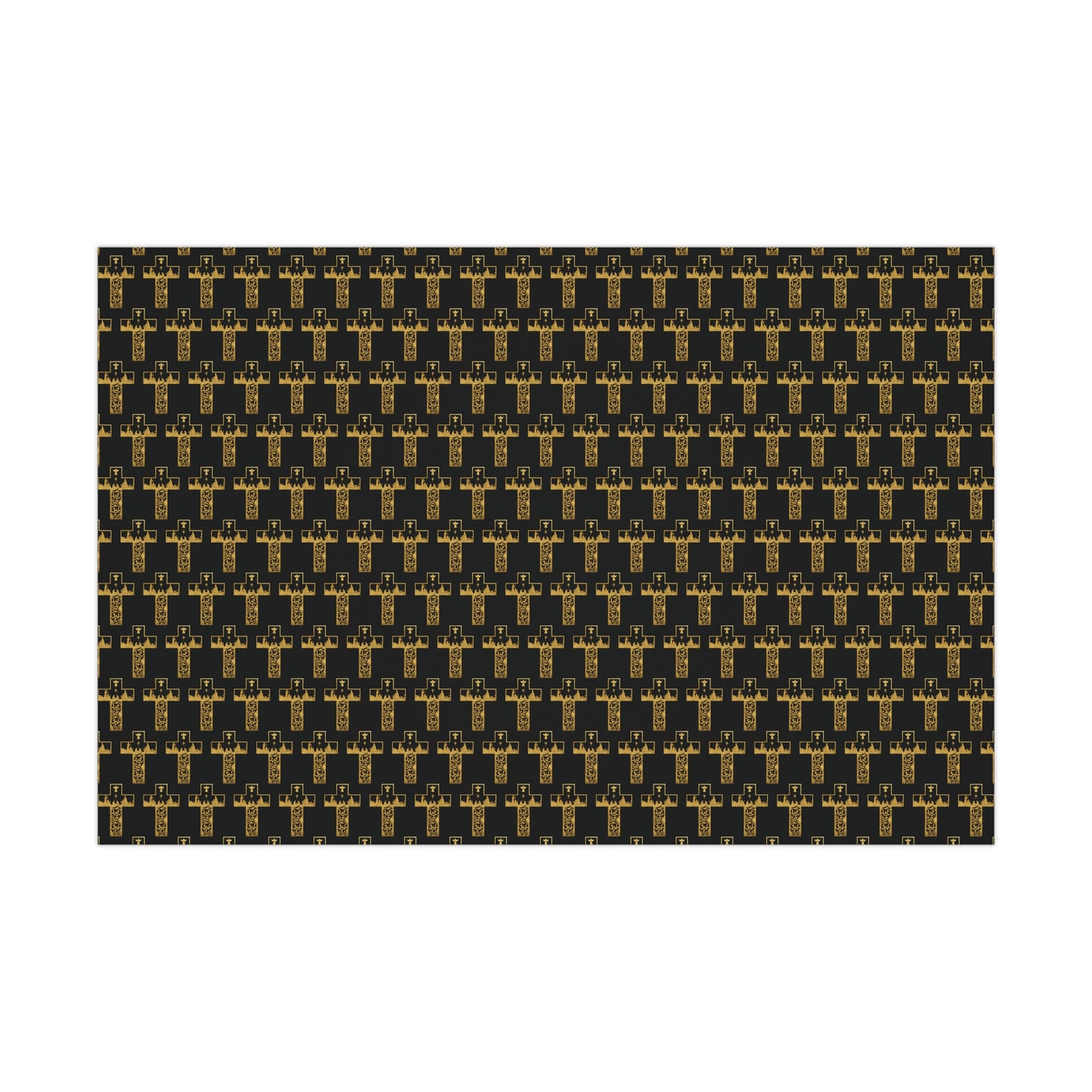 Gold Nativity Cross Wrapping Paper
