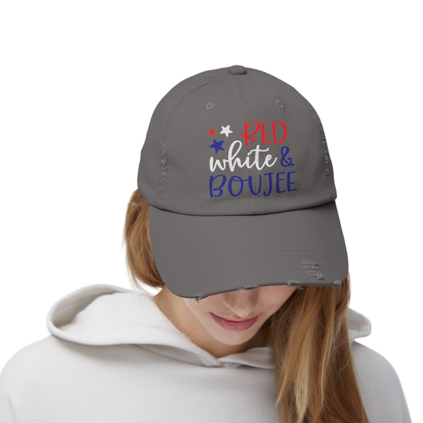 Red, White, and Boujee Distressed Cap