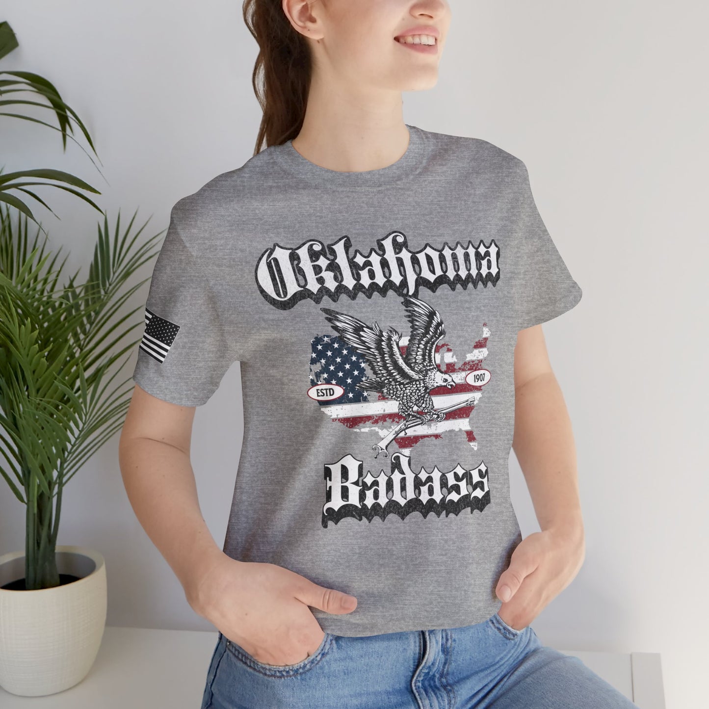 Oklahoma Badass Eagle and Flag Premium Tee
