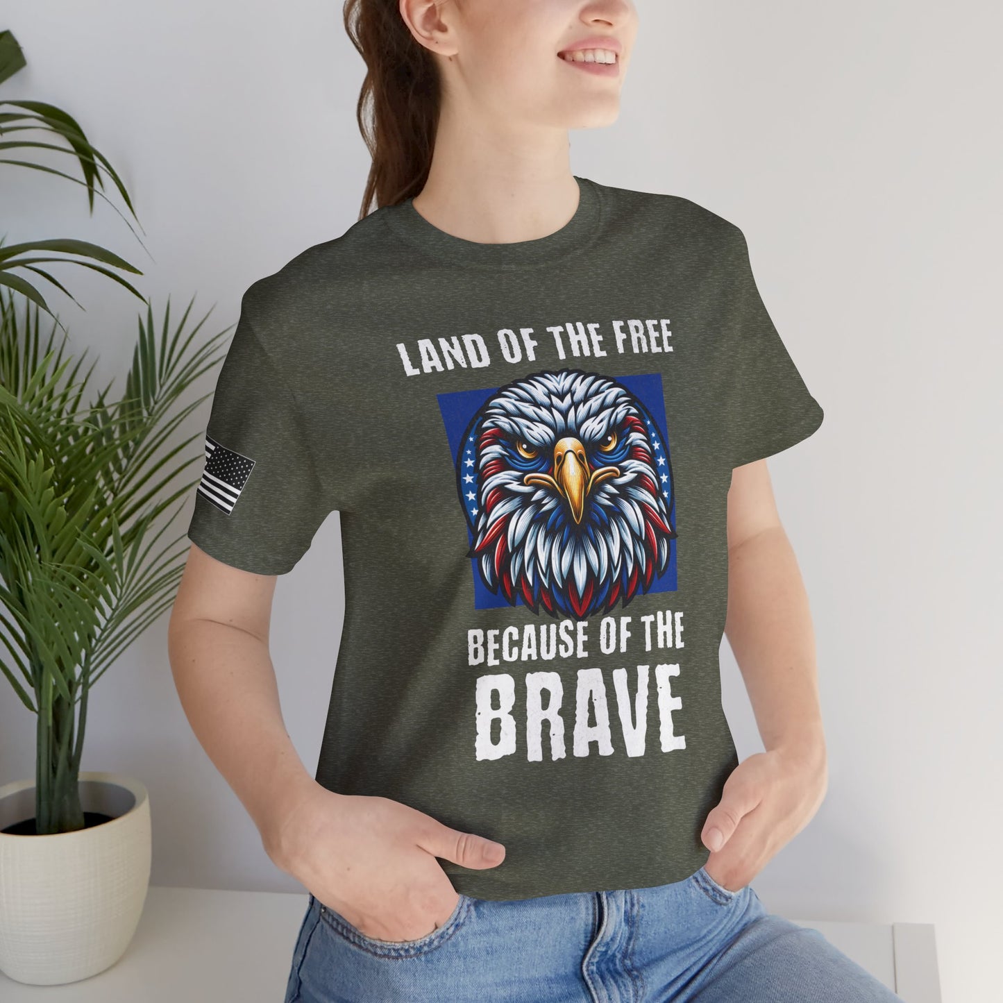 Land of the Free Because of the Brave Eagle Premium Tee