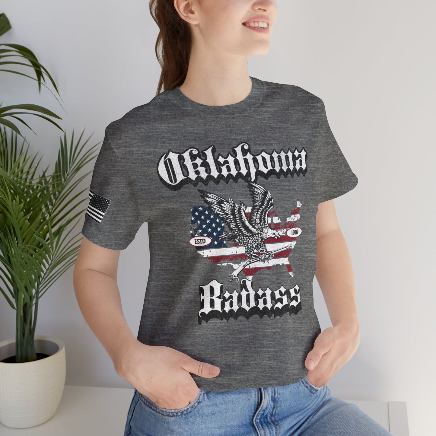 Oklahoma Badass Eagle and Flag Premium Tee