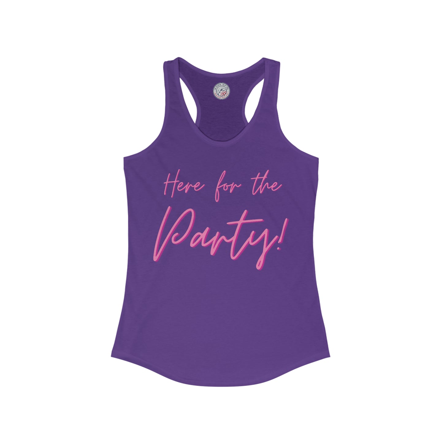 Here for the Party Script Ladies' Slim Fit Racerback Tank