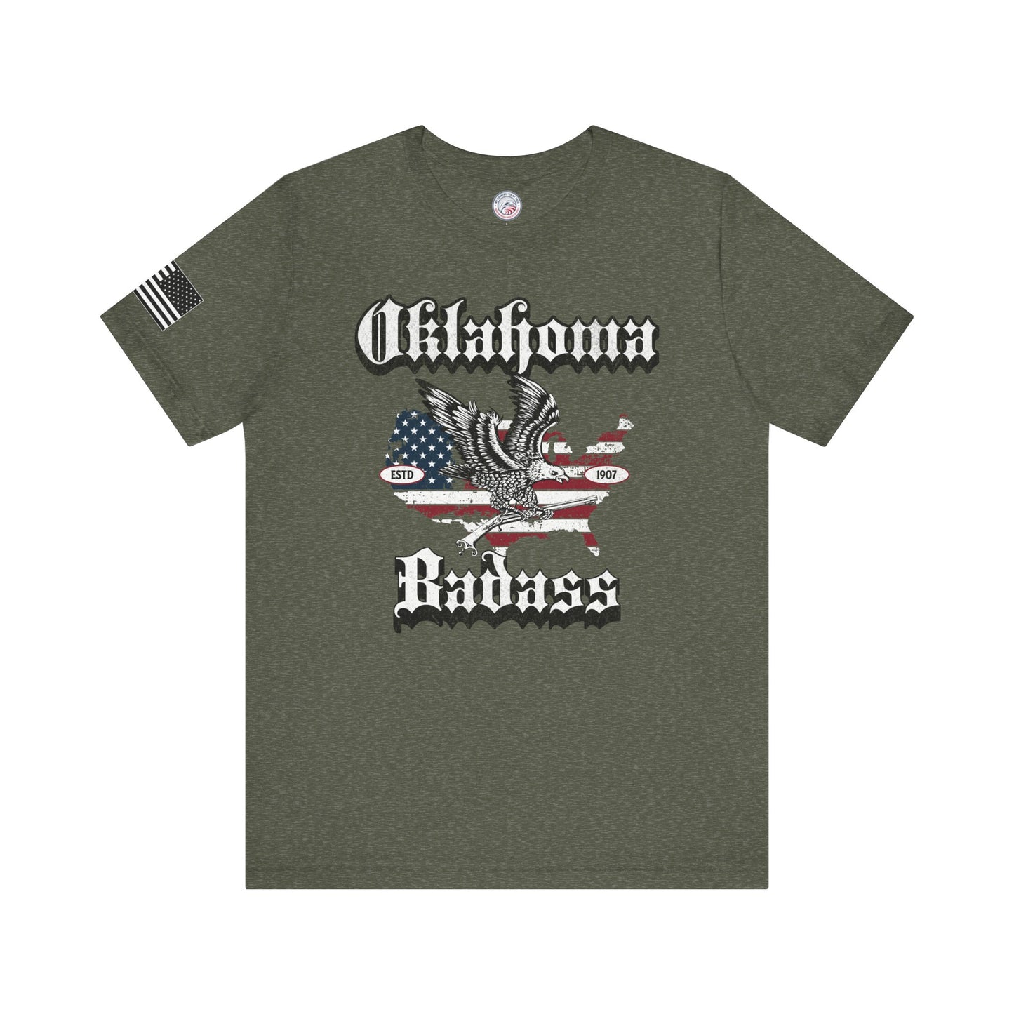 Oklahoma Badass Eagle and Flag Premium Tee
