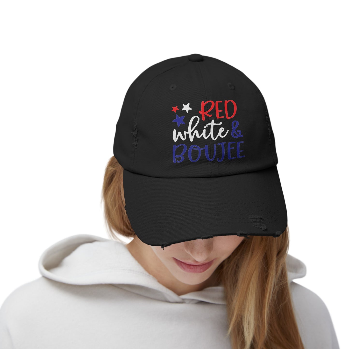 Red, White, and Boujee Distressed Cap
