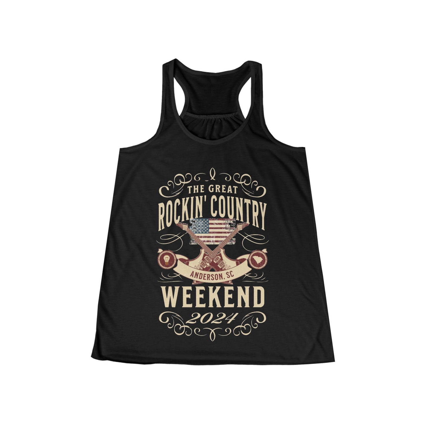 The Great Rockin' Country Weekend Ladies' Flowy Racerback Tank - Anderson, SC