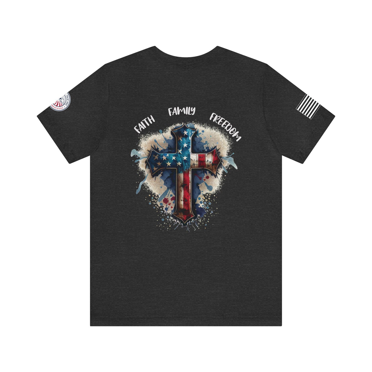 Patriotic Cross Faith Family Freedom Premium Tee