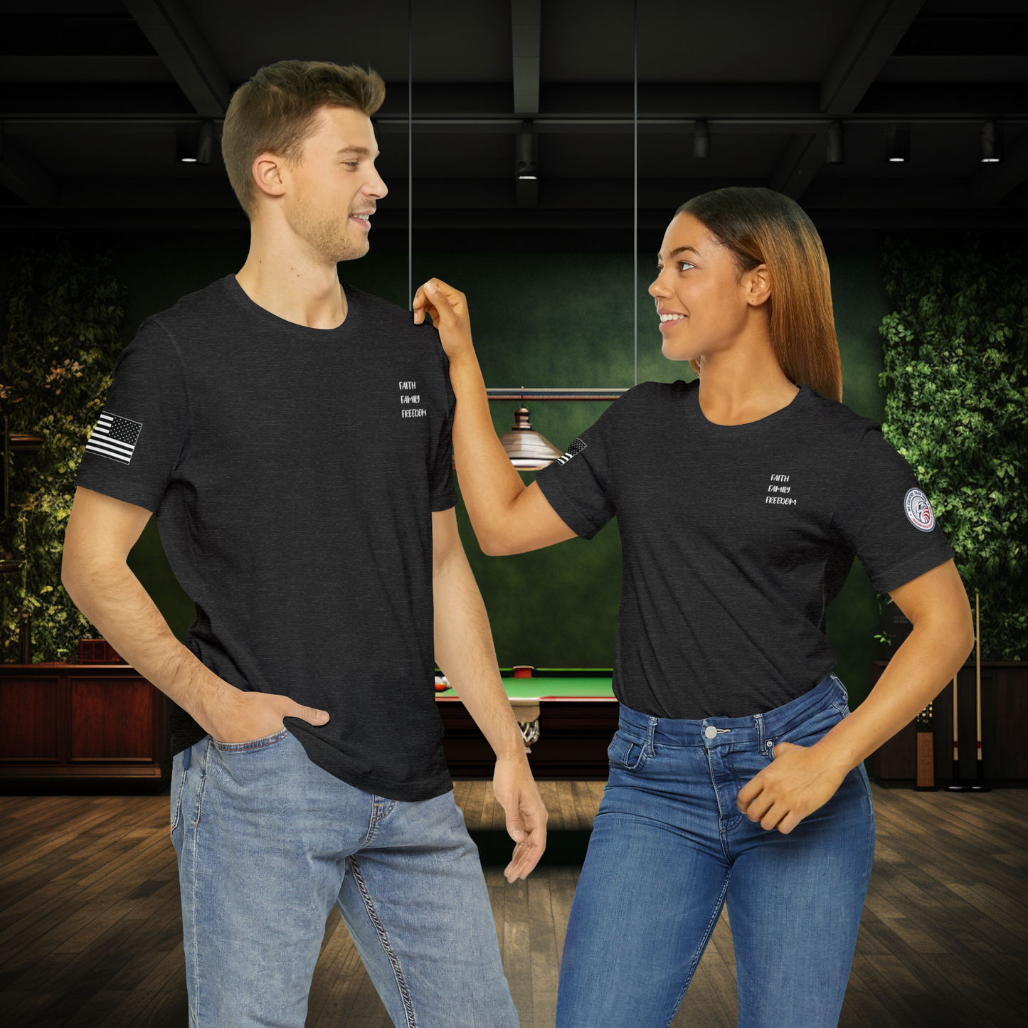 Patriotic Cross Faith Family Freedom Premium Tee