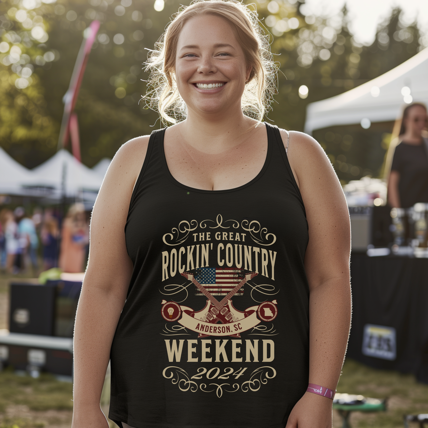 The Great Rockin' Country Weekend Ladies' Flowy Racerback Tank - Anderson, SC