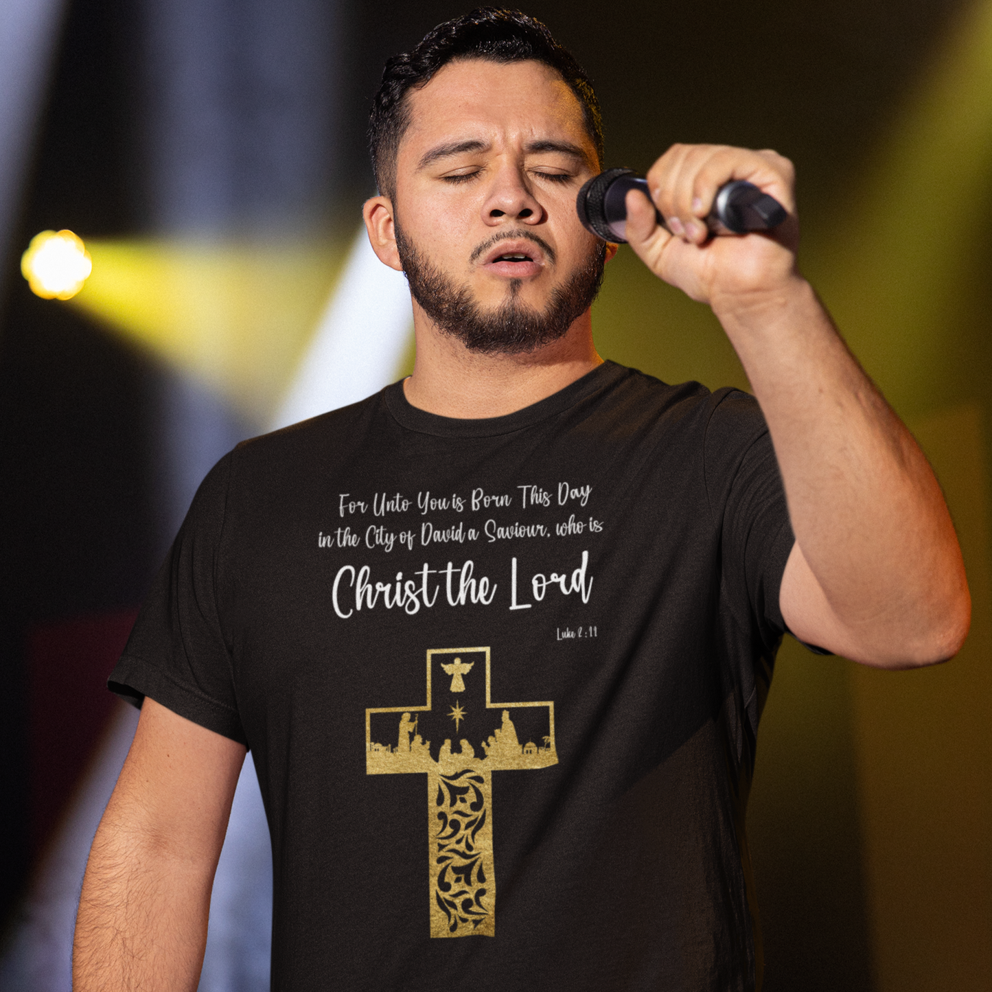 Luke 2:11 Premium Tee - Gold