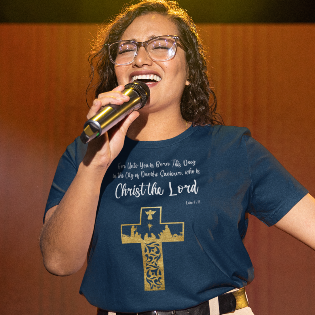 Luke 2:11 Premium Tee - Gold