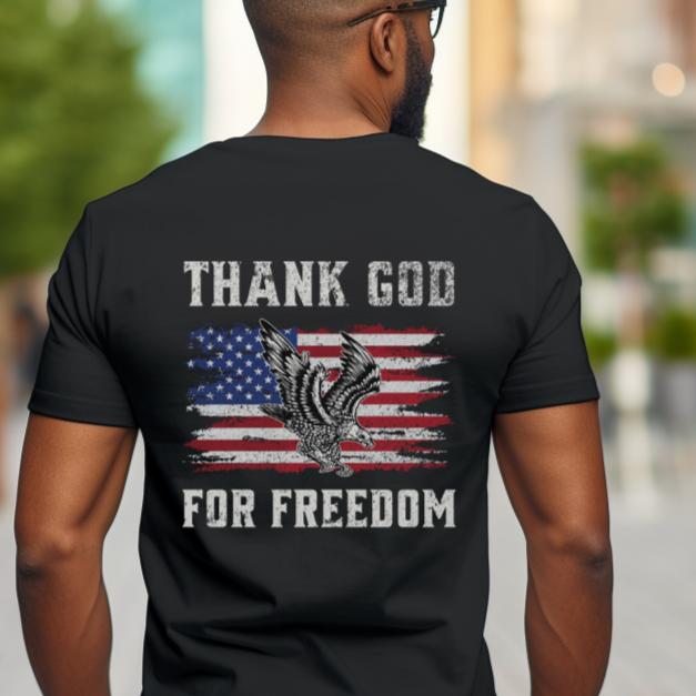 Thank God for Freedom Premium Tee - Back - Horizontal