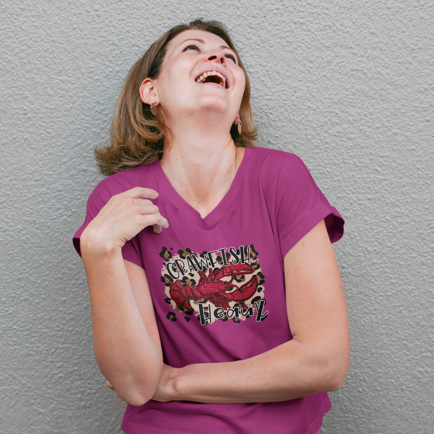 Crawfish Heaux Ladies' Heavy Cotton V-Neck Tee