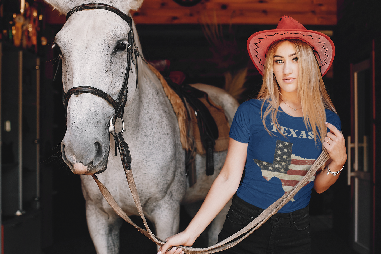 Texas Distressed Flag Ladies' Heavy Cotton V-Neck Tee