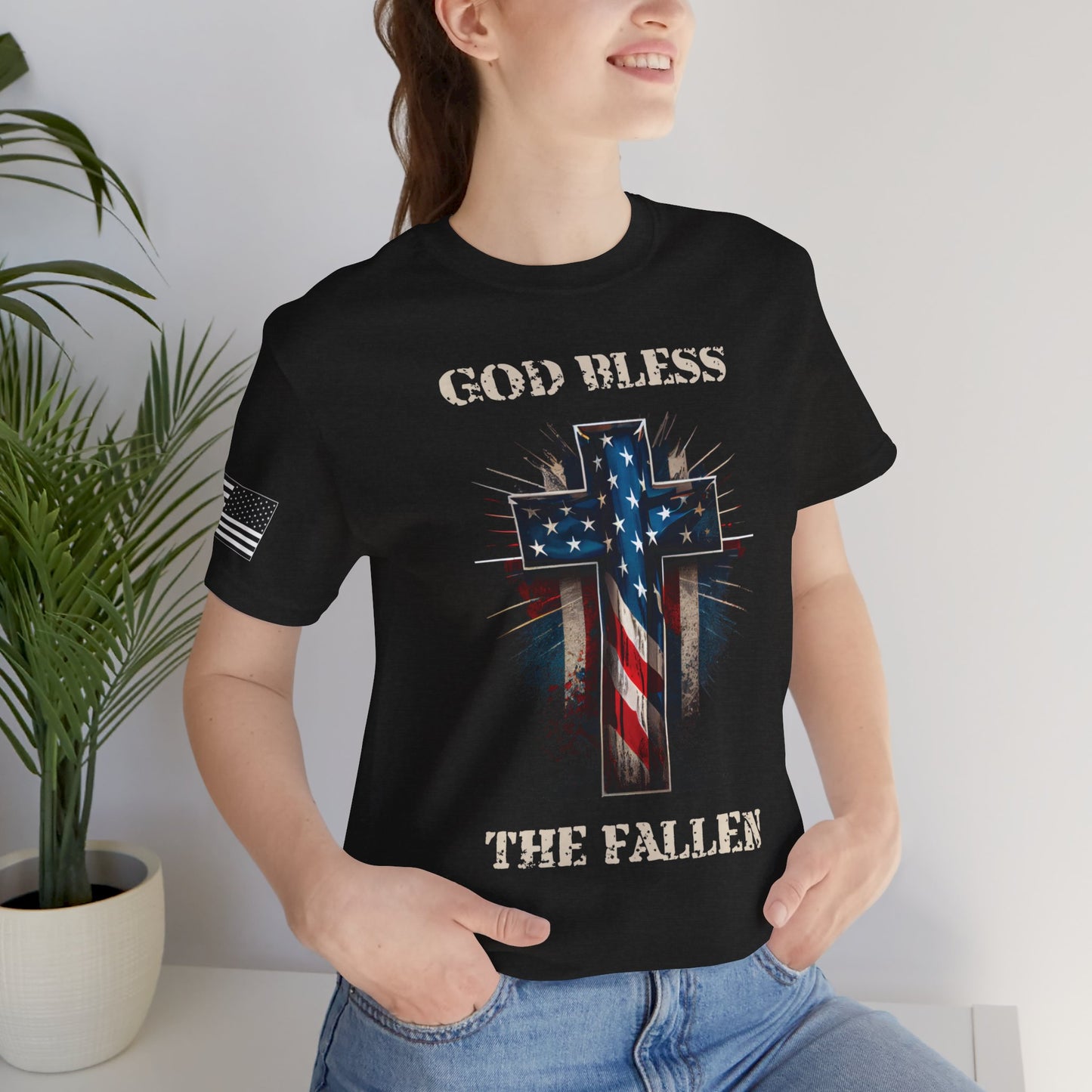 God Bless the Fallen Patriotic Cross Premium Tee