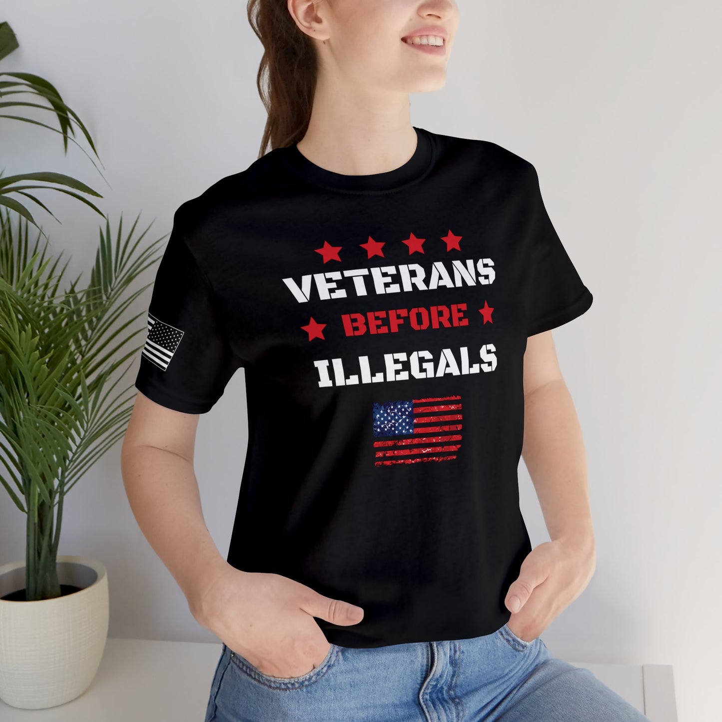 Veterans Before Illegals Premium Tee - Front