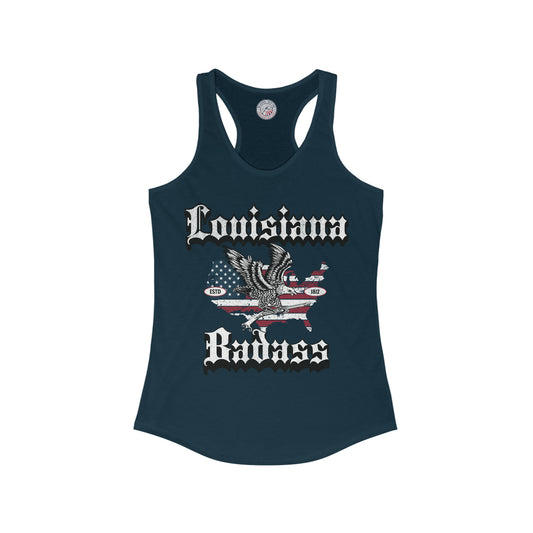 Louisiana Badass Eagle and Flag Ladies' Slim Fit Racerback Tank