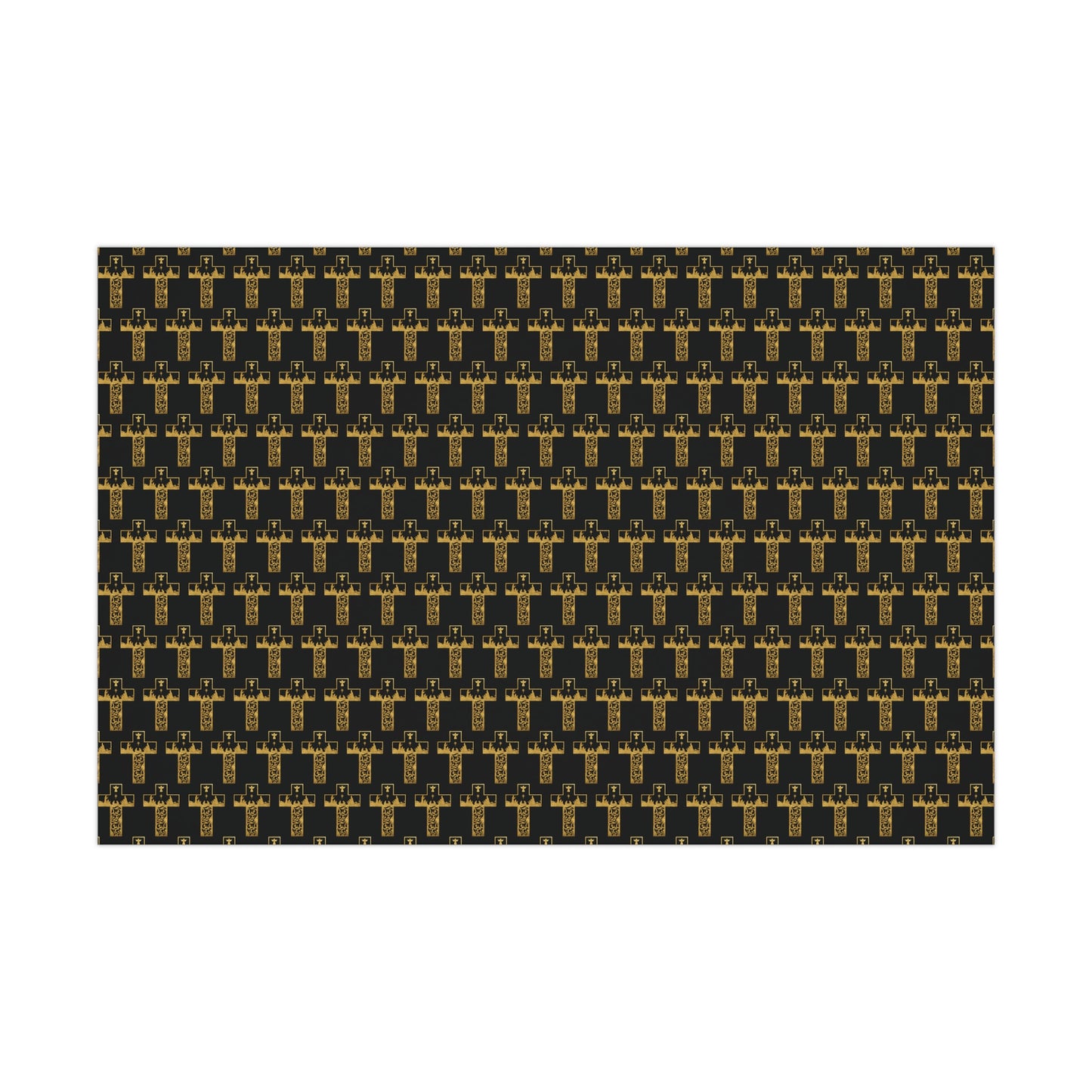 Gold Nativity Cross Wrapping Paper