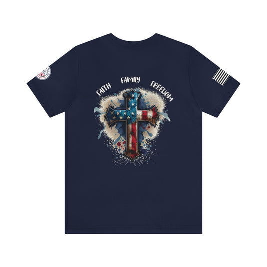 Patriotic Cross Faith Family Freedom Premium Tee