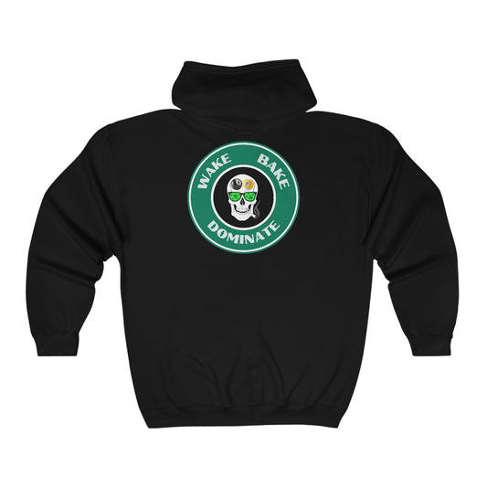 Wake, Bake, Dominate Heavy Blend Full-Zip Hoodie