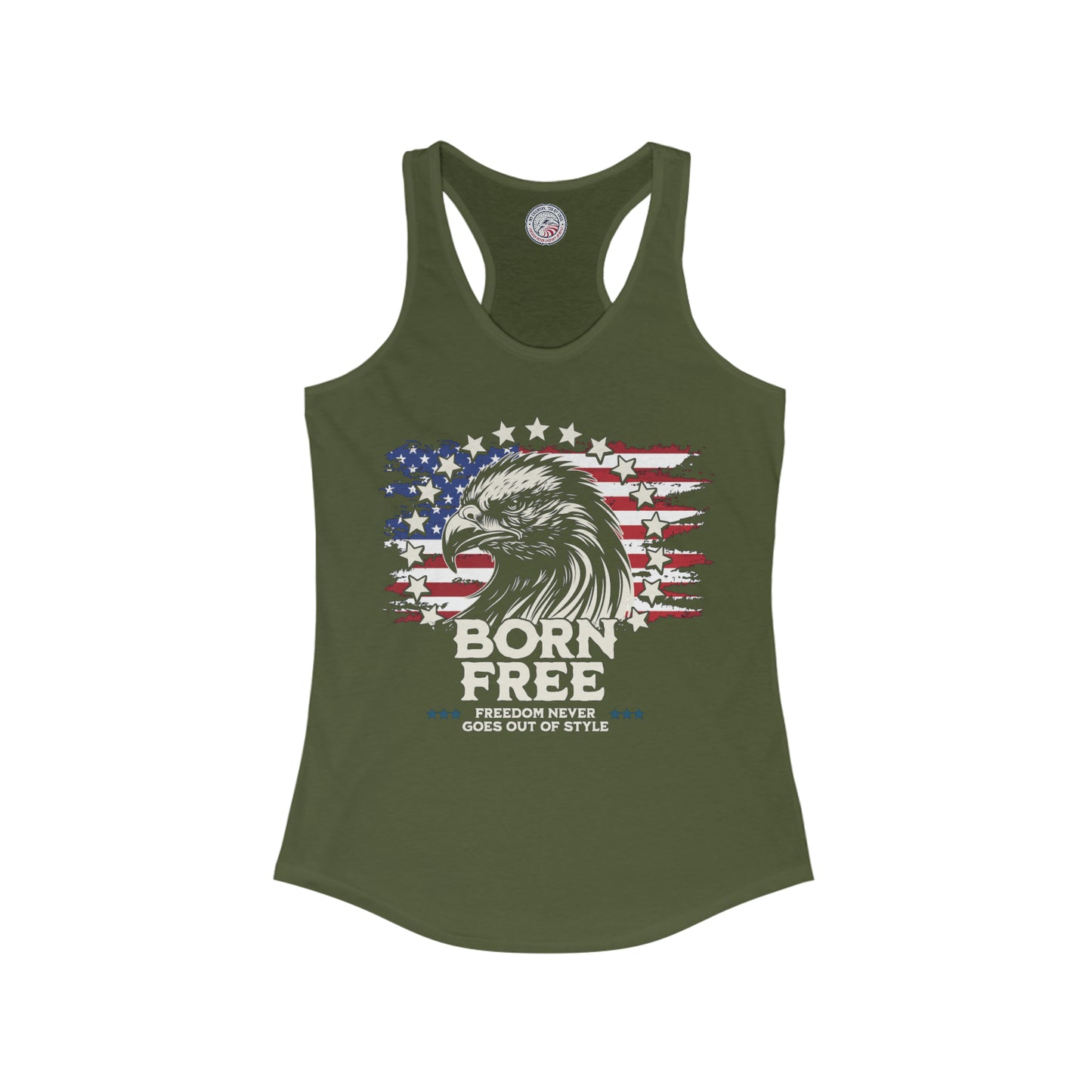 Born Free Freedom Never Goes Out of Style Ladies' Slim Fit Racerback Tank