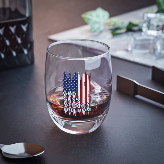 God, Guns, Whiskey, Freedom Whiskey Glass