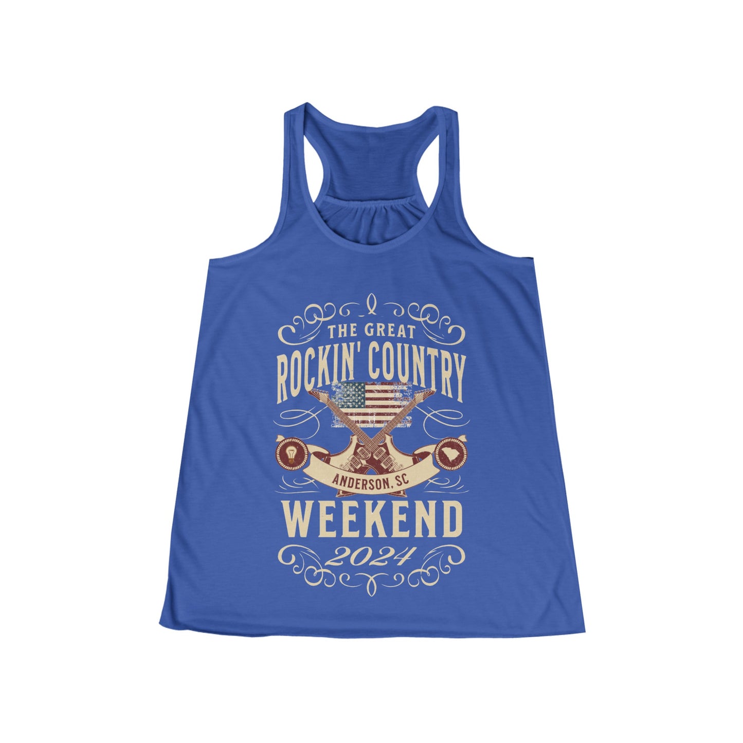 The Great Rockin' Country Weekend Ladies' Flowy Racerback Tank - Anderson, SC