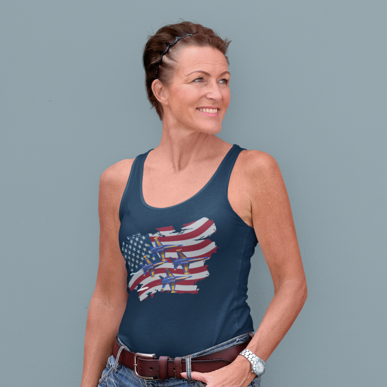 Blue Angels Diagonal Flag Ladies' Softstyle Tank Top