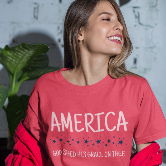 America God Shed His Grace Premium Tee