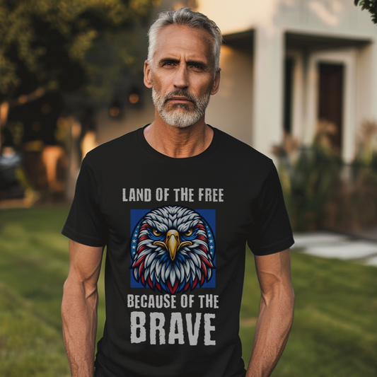 Land of the Free Because of the Brave Eagle Premium Tee