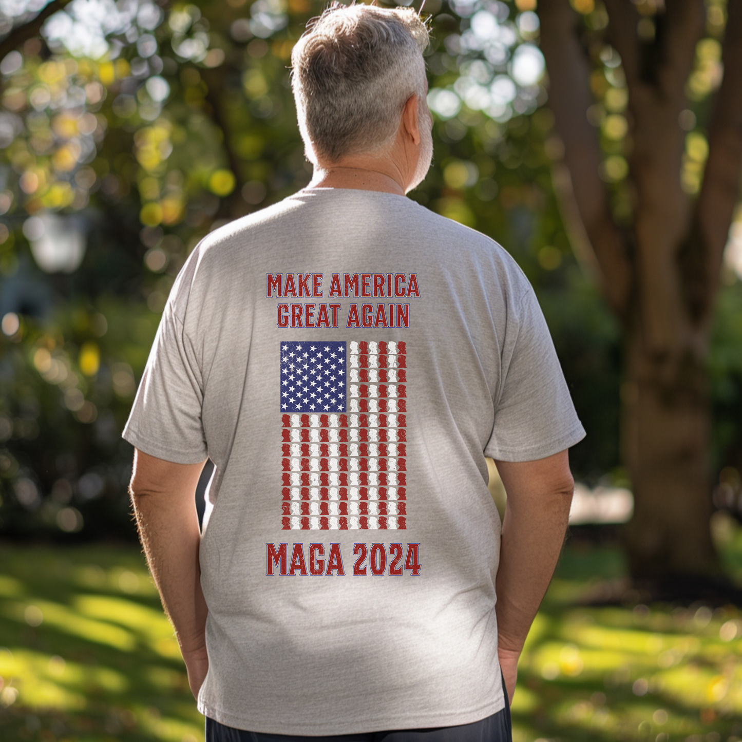 Make America Great Again Trump Flag Premium Tee - Back