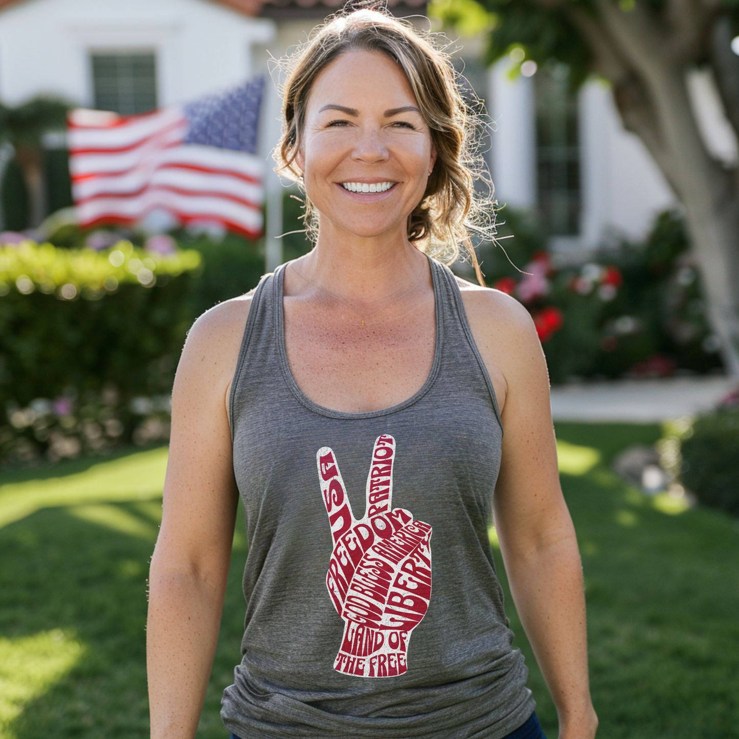 Peaceful Patriot - Words Jersey Tank