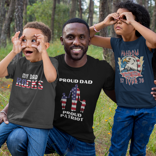 Proud Dad, Proud Patriot Premium Tee - Two Children