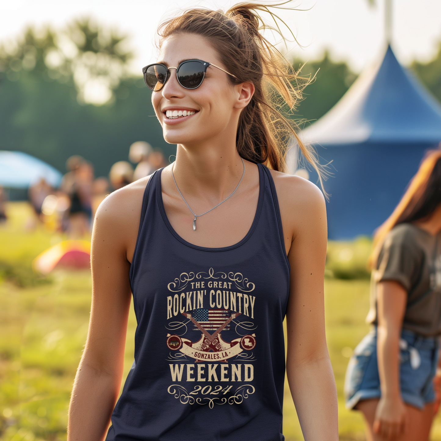 The Great Rockin' Country Weekend Ladies' Slim Fit Racerback Tank - Gonzales, LA