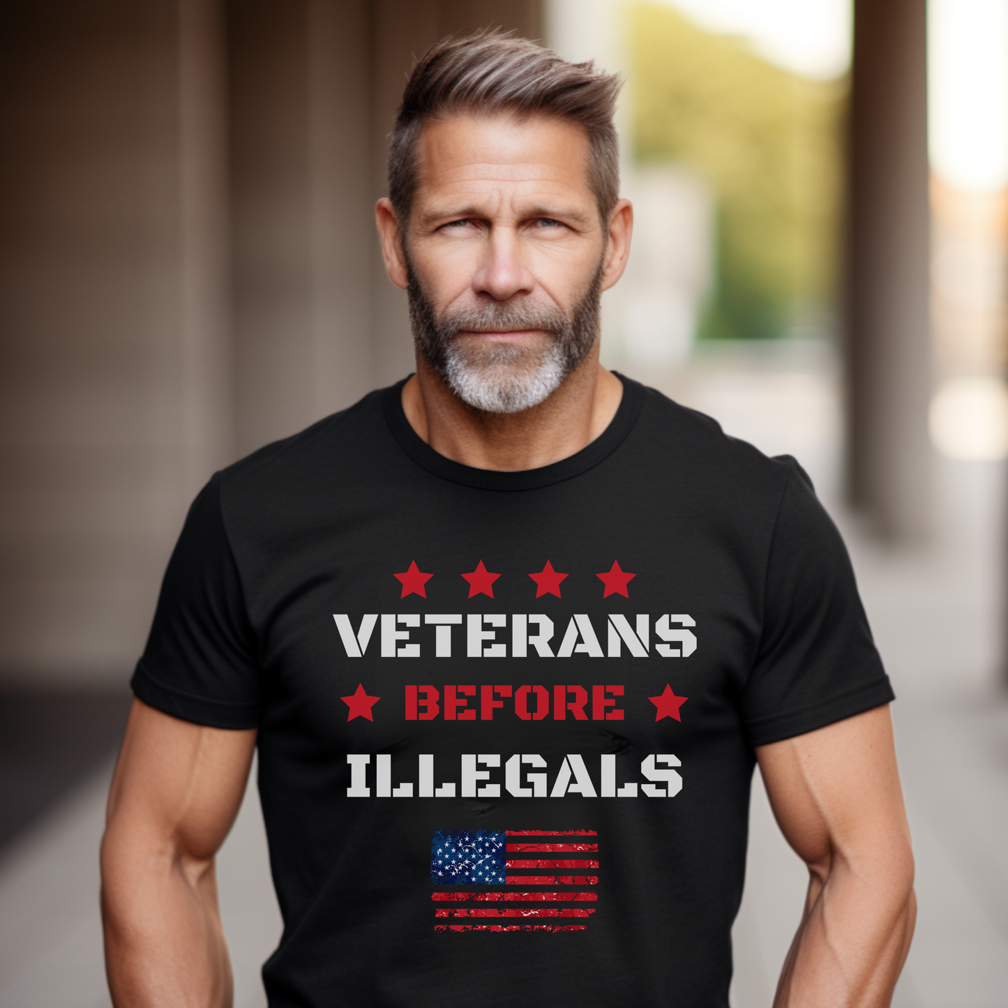 Veterans Before Illegals Premium Tee - Front