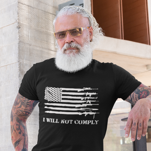 I Will Not Comply Premium Tee - Rifle Flag