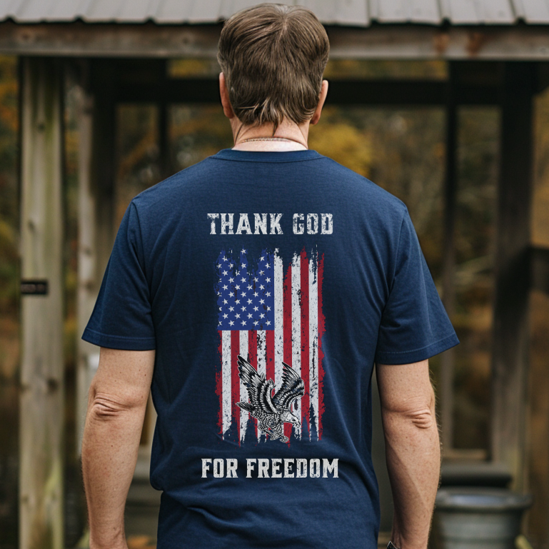 Thank God for Freedom Premium Tee - Back - Vertical