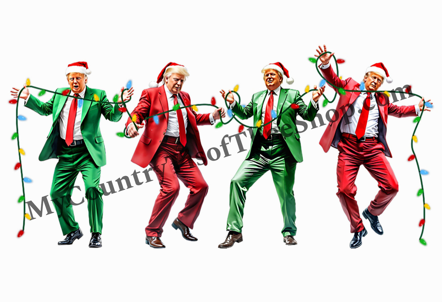 Trump Dancing with Christmas Lights Wrapping Paper