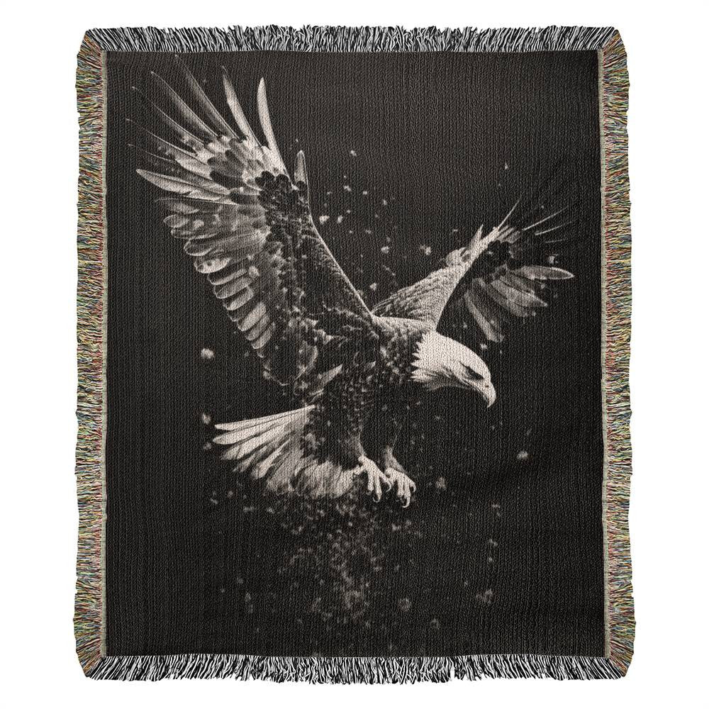 Flying Majestic Bald Eagle Woven Blanket