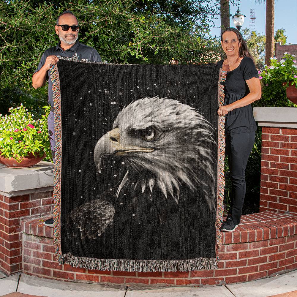 Majestic Bald Eagle Woven Blanket