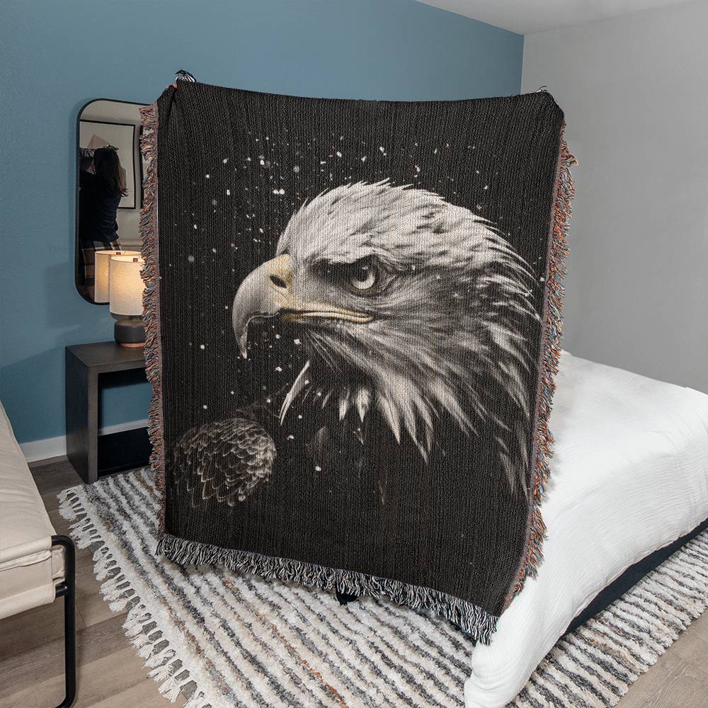 Majestic Bald Eagle Woven Blanket