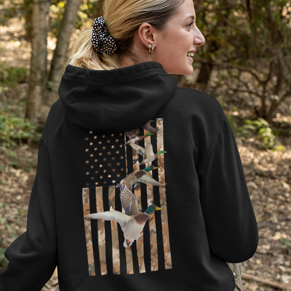 Patriotic Flock Duck Hunting Heavy Blend Full-Zip Hoodie